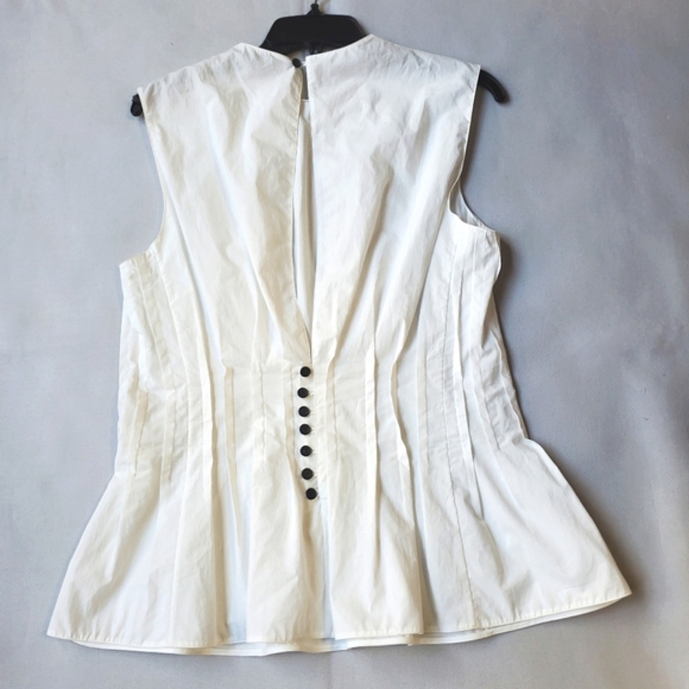 NWT$1,280 Khaite Westin Pintucked Seamed Cotton Poplin Top Sz 10 M - Picture 11 of 16